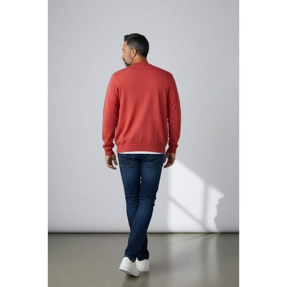 L.L.Bean Mens Rust Cotton & Cashmere Blend Cardigan V-Neck 4-Button Pockets M - Picture 10 of 10